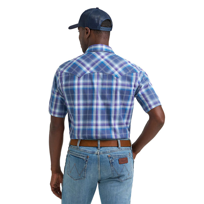 Wrangler Men's Retro Modern Fit Navy & Purple Plaid Shirt