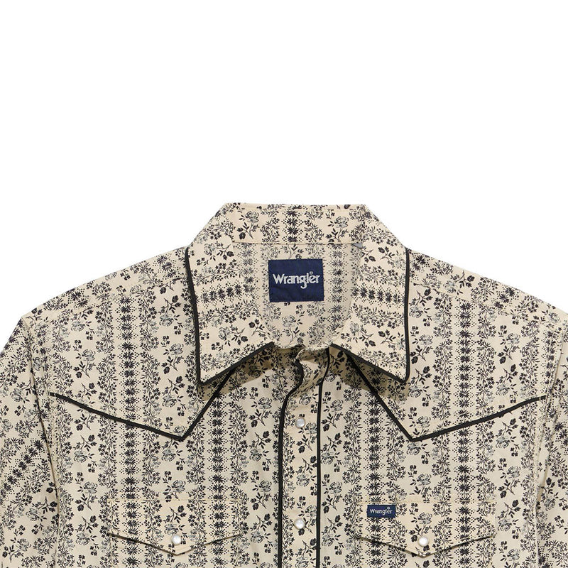 Wrangler Men's Ecru Vintage Floral Snap Shirt