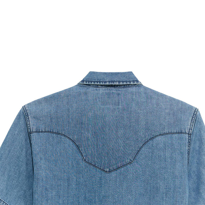 Wrangler Men's Light Wash Denim Snap Shirt