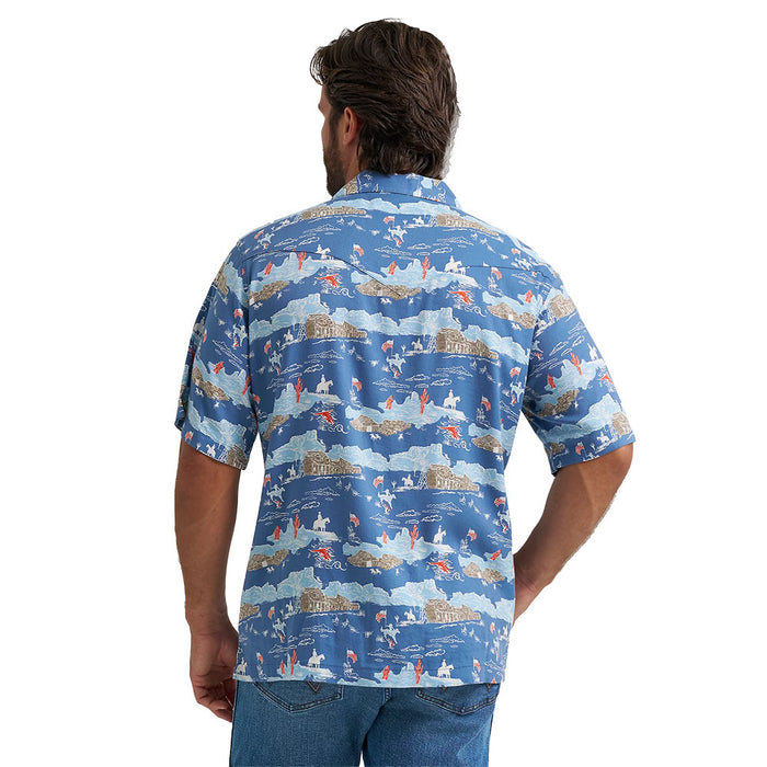 Wrangler Men's Blue Coconut Cowboy Print Shirt