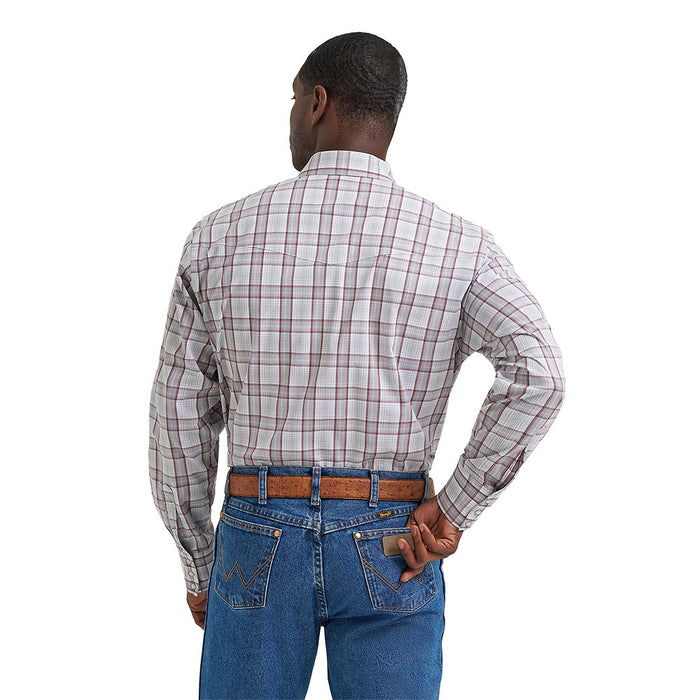 Wrangler Men's Wrinkle Resist Grey Plaid Shirt
