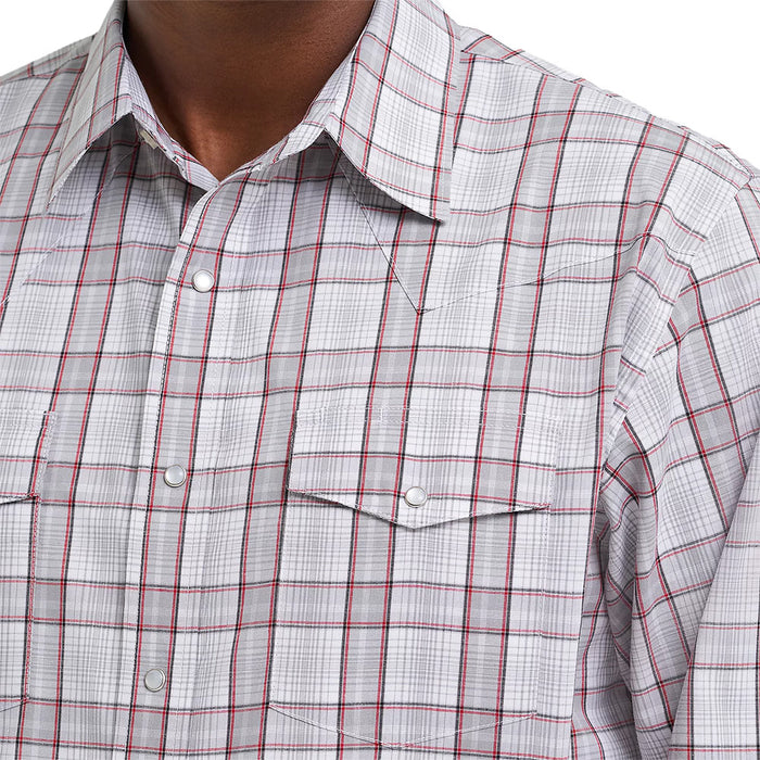 Wrangler Men's Wrinkle Resist Grey Plaid Shirt