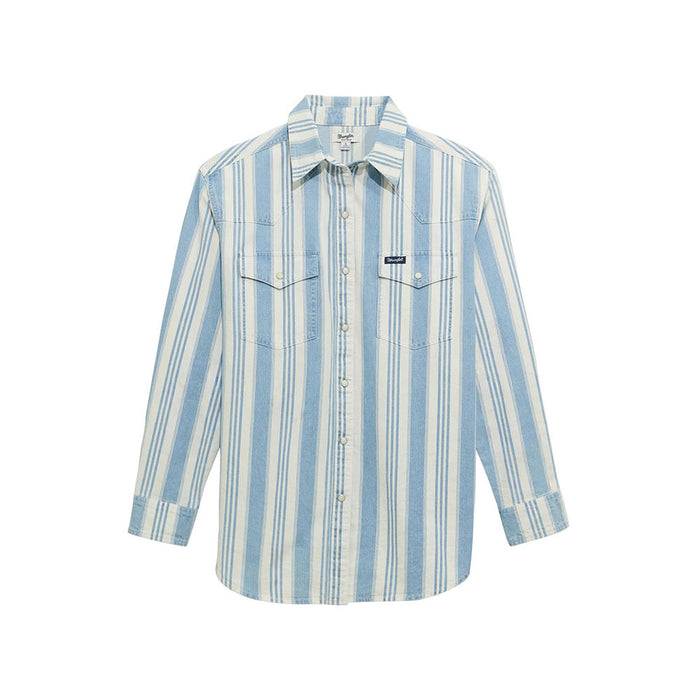Wrangler Women's Blue Stripe Boyfriend Shirt