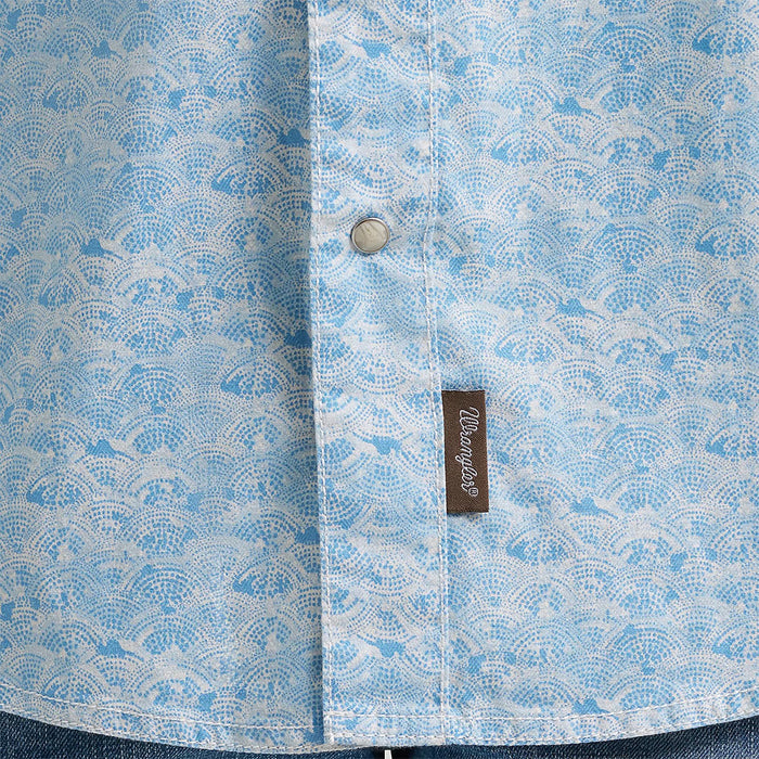 Wrangler Men's Retro Modern Fit Blue & White Print Shirt