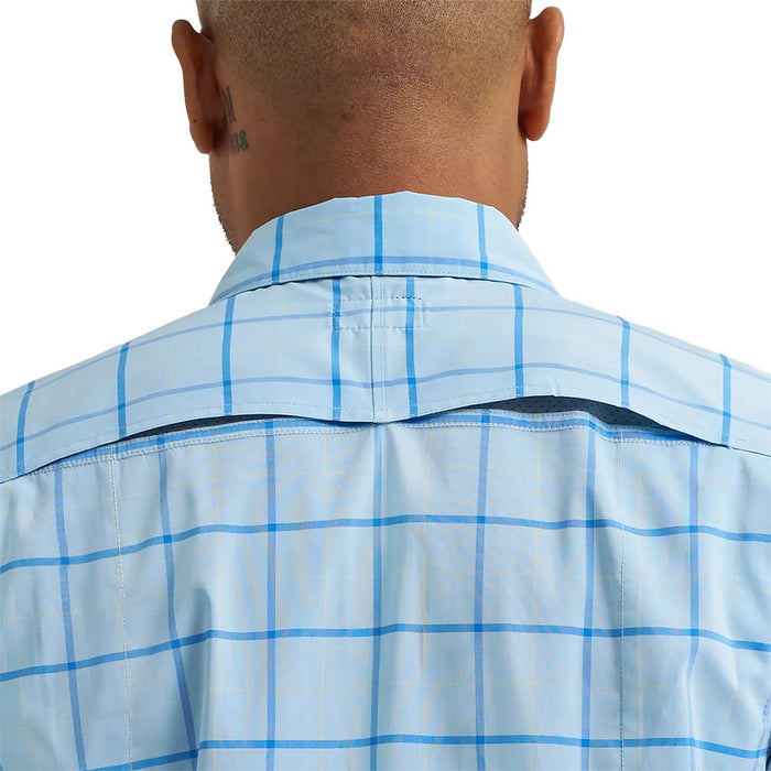 Wrangler Men's Cerulean Windowpane Hike To Fish ATG Shirt