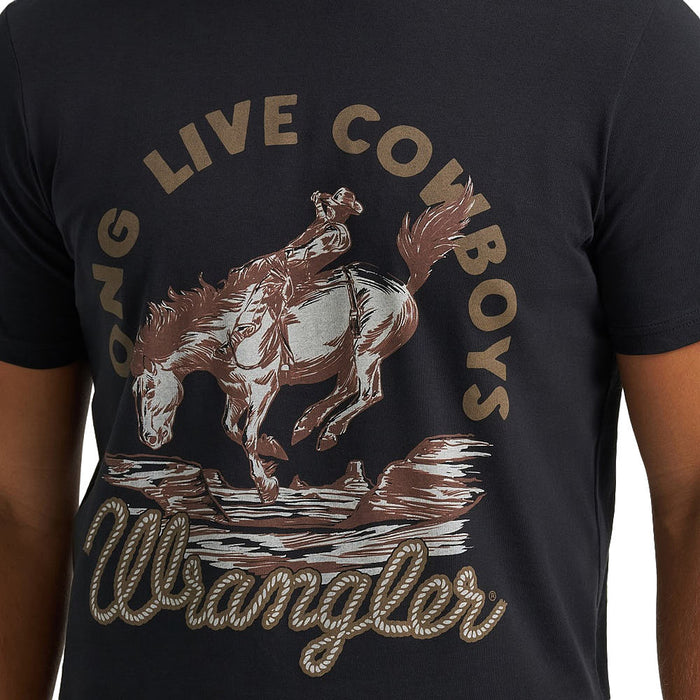 Wrangler Men's Long Live Cowboys Jet Black Tee Shirt