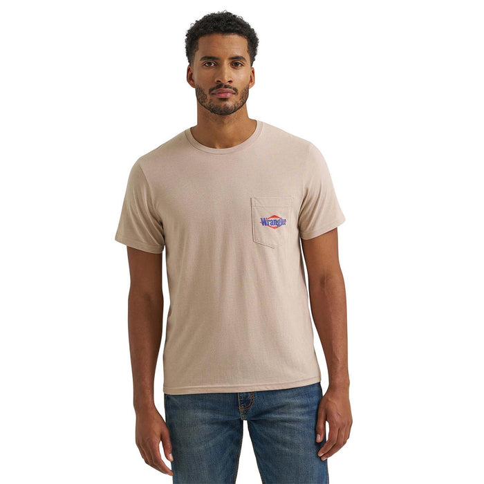 Wrangler Men's Oxford Tan Bold Logo Tee Shirt