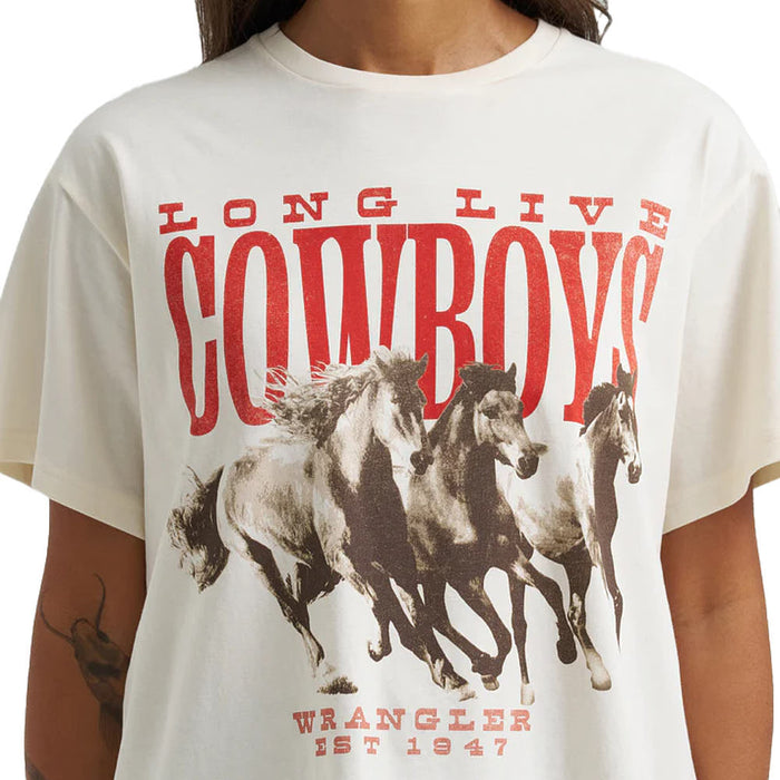 Wrangler Women's Running Horse Egret Logo Tee Shirt