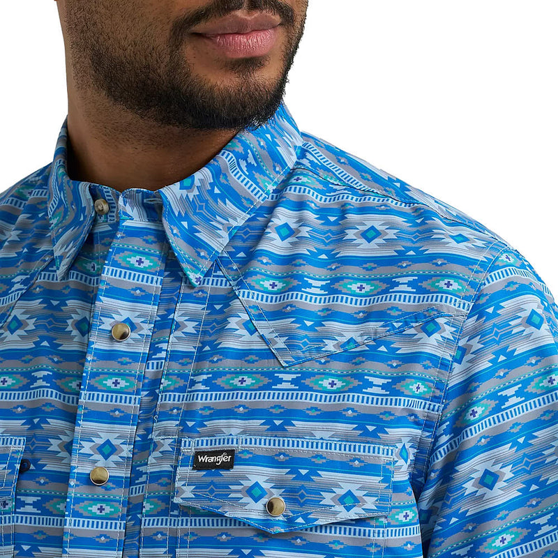 Wrangler Men's Checotah Cerulean ATG Performance Shirt