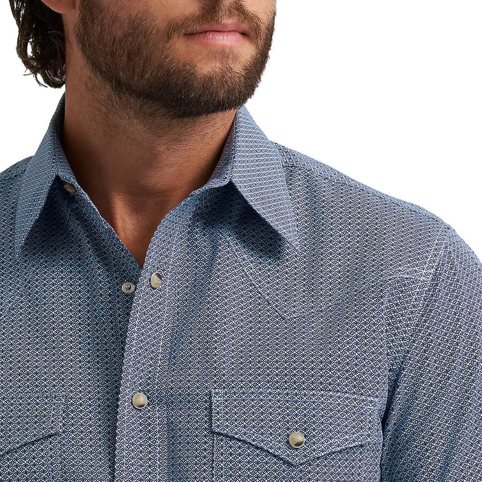 Wrangler Men's 20X Competition Blue Print Shirt