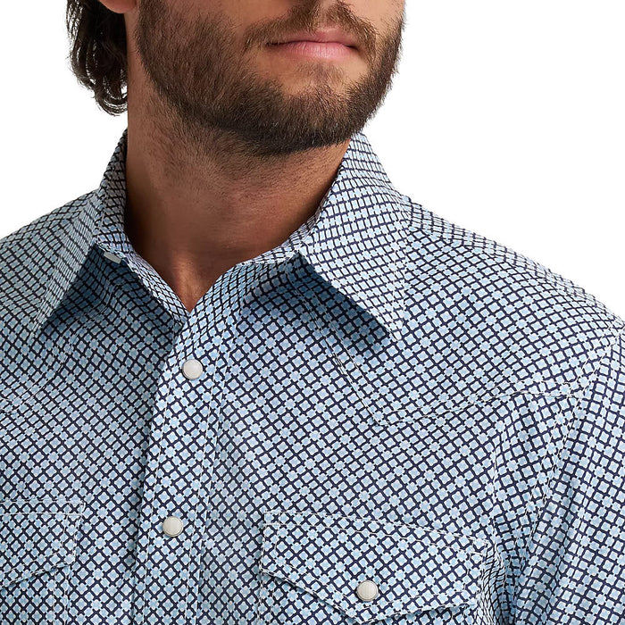 Wrangler Men's 20X Competition Blue Printed Shirt