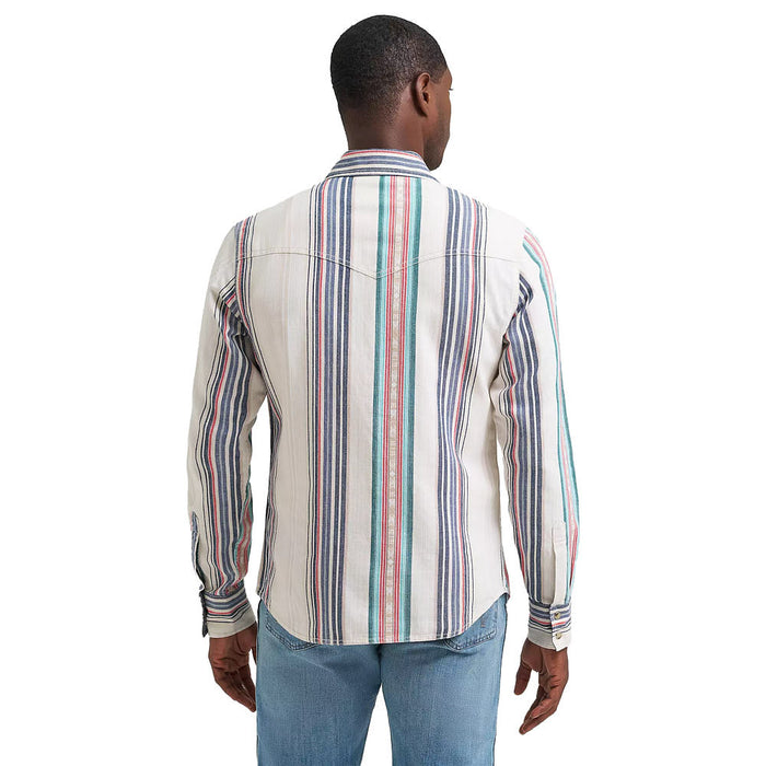 Wrangler Men's Tan Striped Retro Snap Shirt