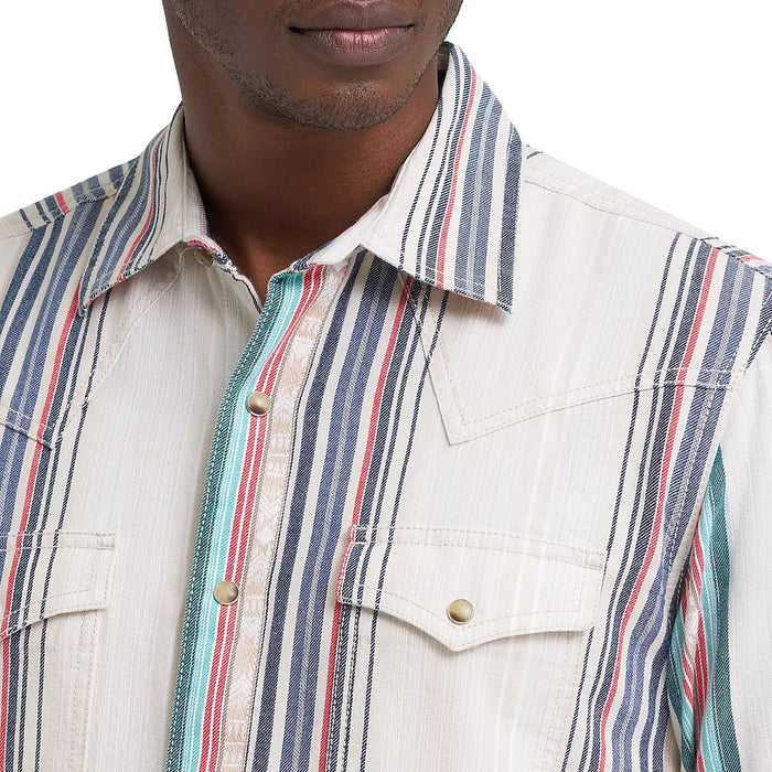 Wrangler Men's Tan Striped Retro Snap Shirt