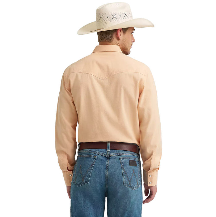 Wrangler Men's Cody Johnson Peach Solid Snap Shirt