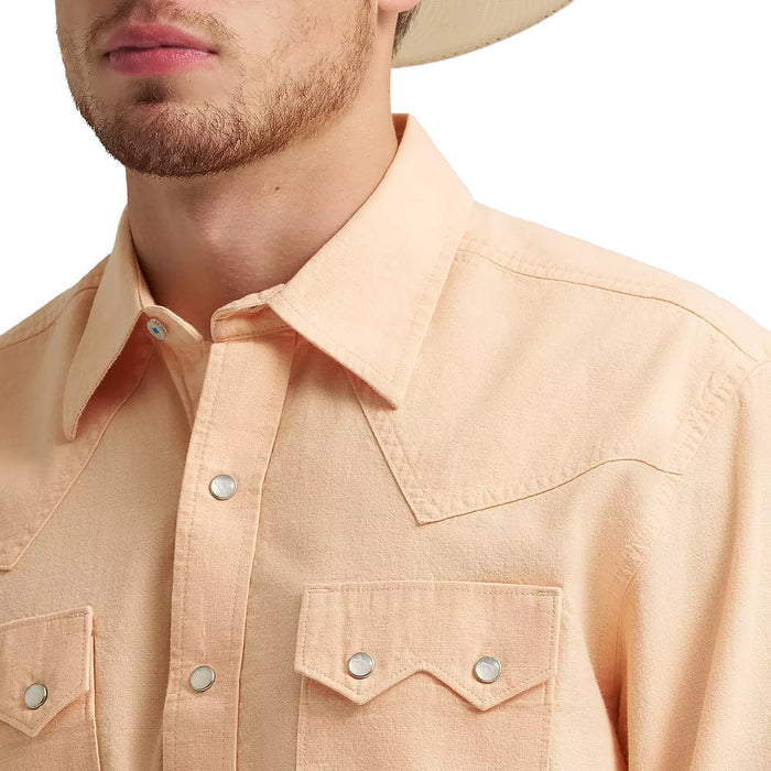 Wrangler Men's Cody Johnson Peach Solid Snap Shirt