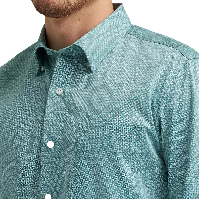 Wrangler Men's Cody Johnson Green Printed Long Sleeve Shirt