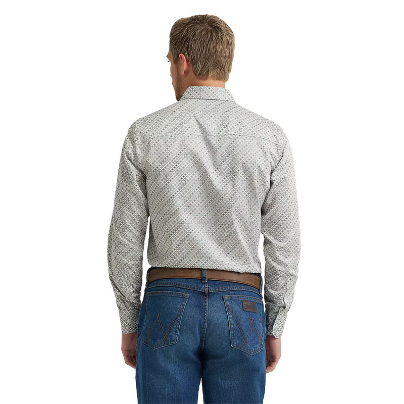 Wrangler Men's Cody Johnson Green Print Long Sleeve Shirt