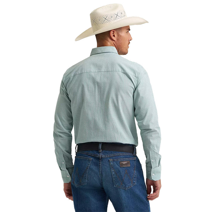 Wrangler Men's Cody Johnson Green Stripe Long Sleeve Shirt