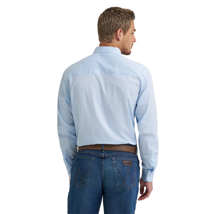 Wrangler Men's Cody Johnson Blue Check Long Sleeve Shirt