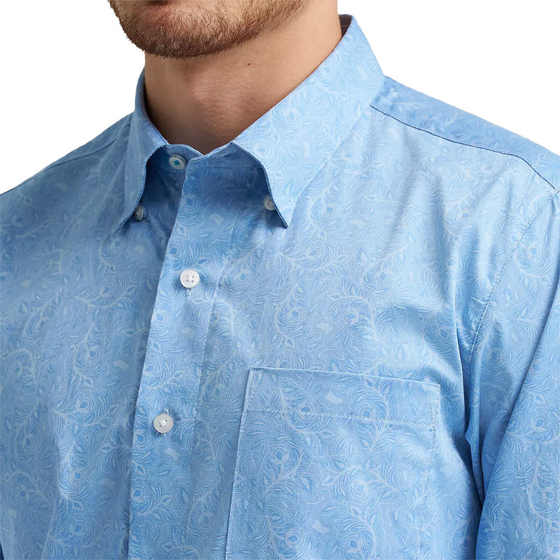 Wrangler Men's Cody Johnson Blue Print Long Sleeve Shirt