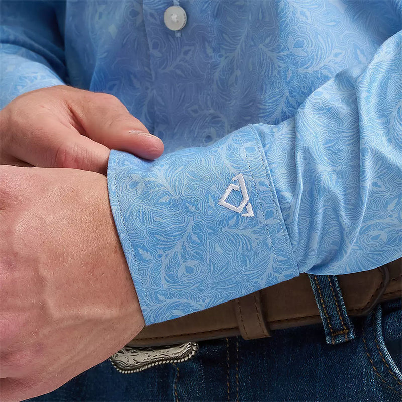 Wrangler Men's Cody Johnson Blue Print Long Sleeve Shirt