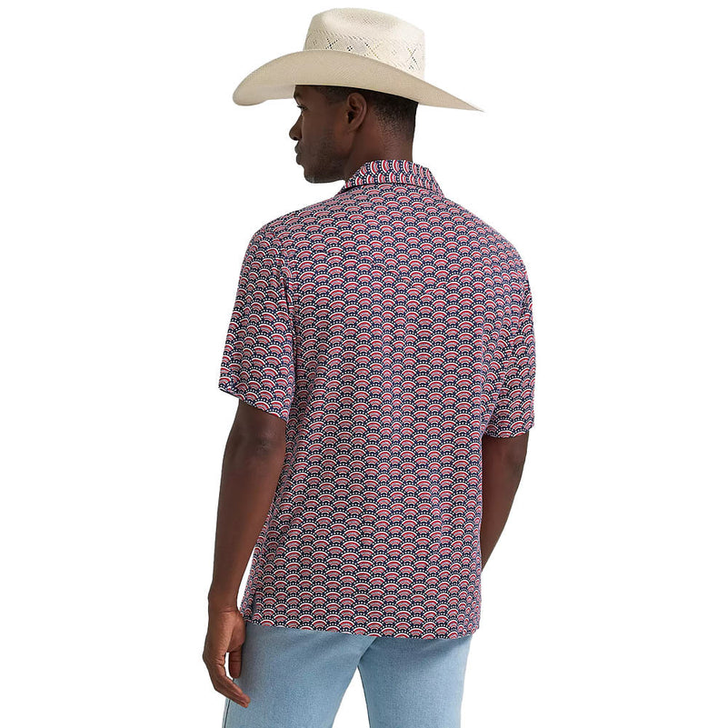 Wrangler Men's Coconut Cowboy Red & Blue Print Shirt