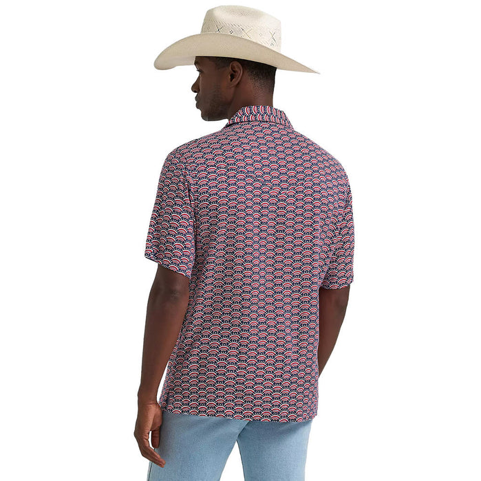 Wrangler Men's Coconut Cowboy Red & Blue Print Shirt