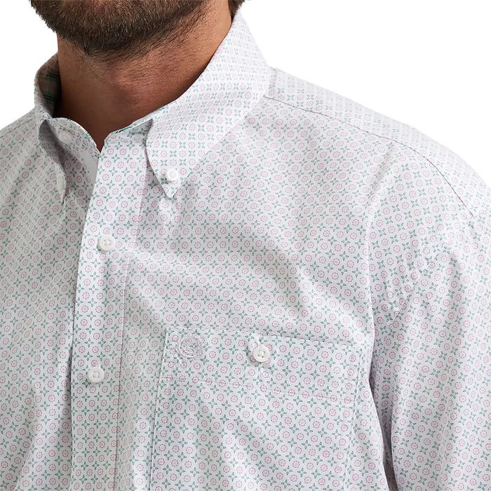 Wrangler Men's George Strait Green & Pink Printed Shirt