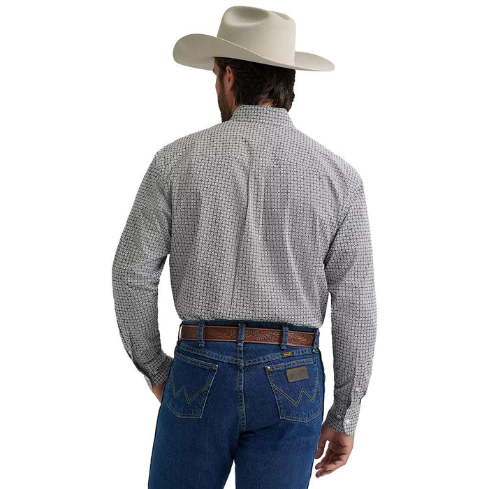 Wrangler Men's George Strait Grey Print Long Sleeve Shirt