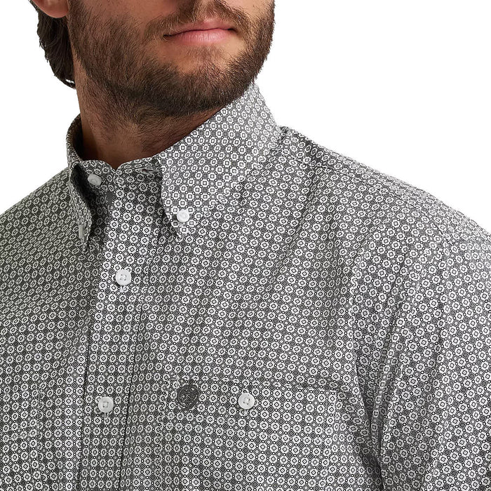 Wrangler Men's George Strait Grey Print Long Sleeve Shirt
