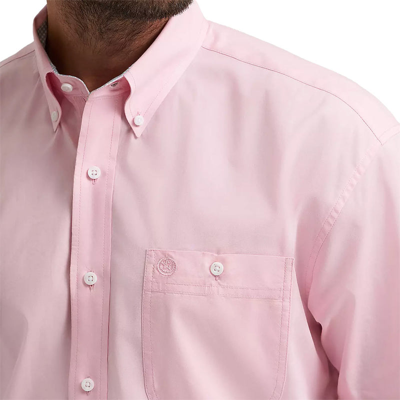 Wrangler Men's George Strait Pink Long Sleeve Print Shirt