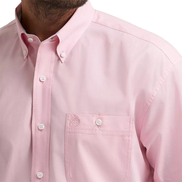 Wrangler Men's George Strait Pink Long Sleeve Print Shirt
