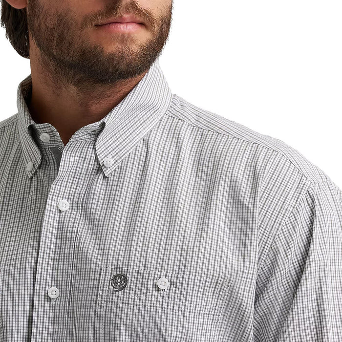 Wrangler Men's George Strait Grey Plaid Shirt