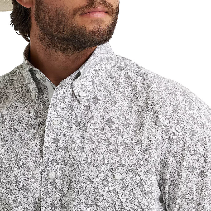 Wrangler Men's George Strait Grey & White Paisley Shirt