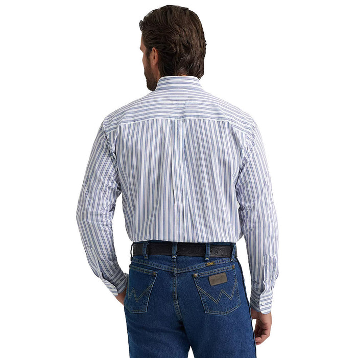 Wrangler Men's George Strait Blue & White Stripe Shirt