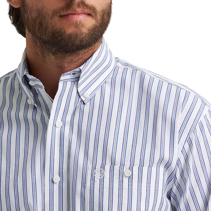 Wrangler Men's George Strait Blue & White Stripe Shirt