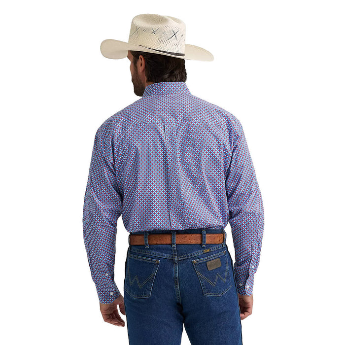 Wrangler Men's George Strait Blue & Red Printed Shirt