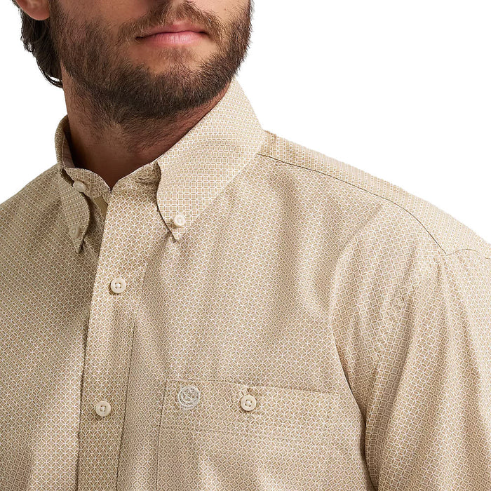 Wrangler Men's George Strait Tan Print Shirt