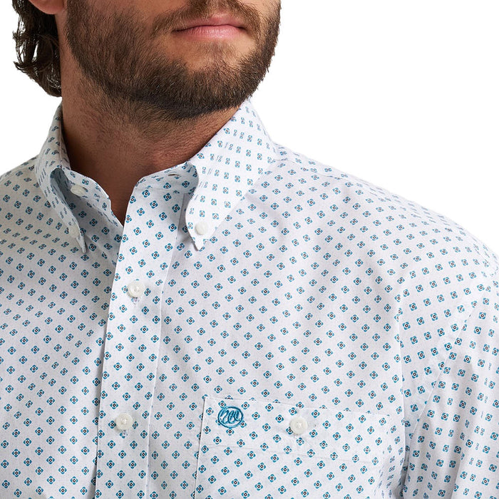 Wrangler Men's Classic Teal & White Printed Shirt