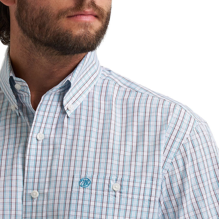 Wrangler Men's Classic Teal & White Plaid Shirt
