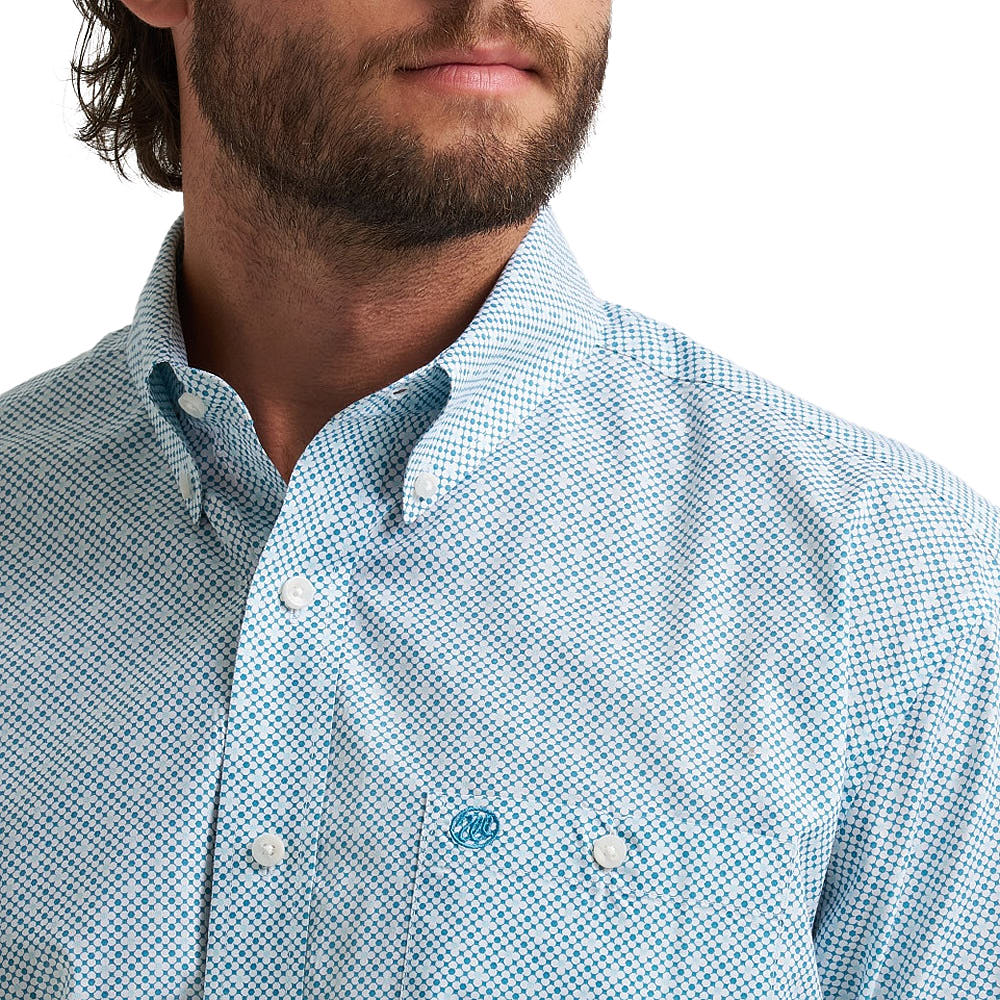 Wrangler Men's Classic Teal & White Print Shirt — NRS