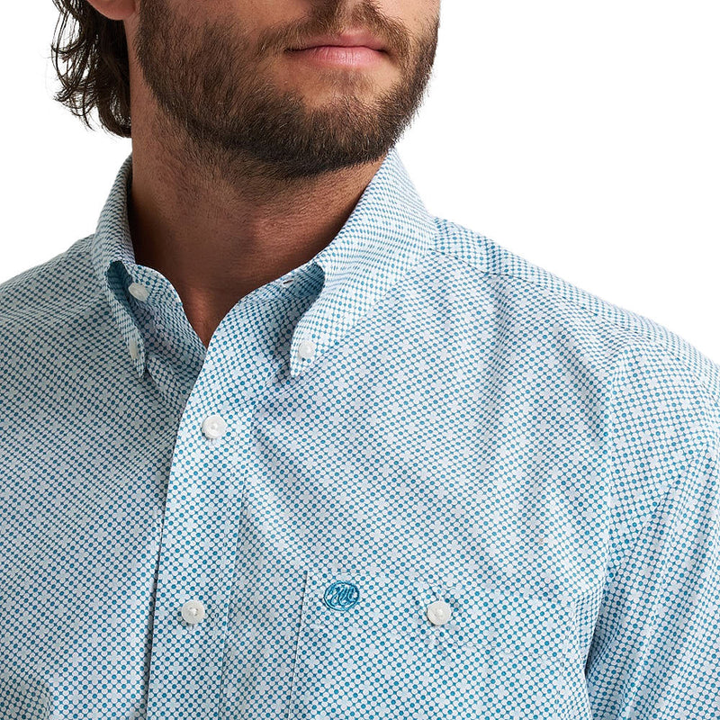 Wrangler Men's Classic Teal & White Print Shirt