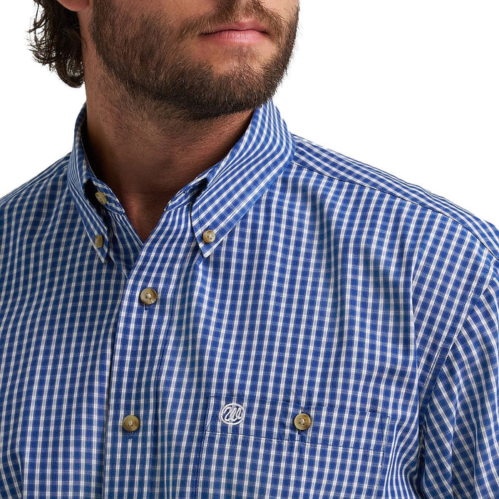 Wrangler Men's Classic Blue Plaid Button Shirt