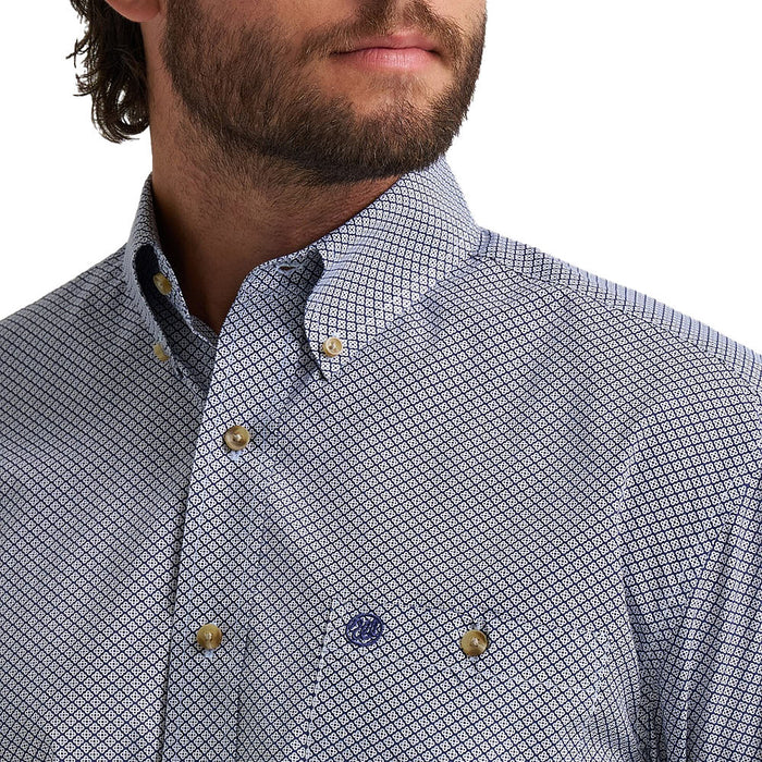 Wrangler Men's Classic Blue Print Button Shirt