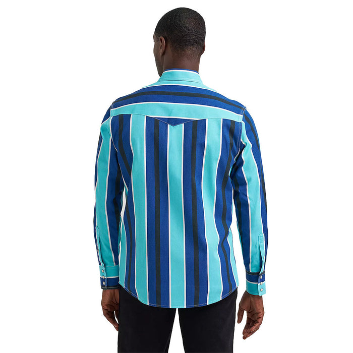 Wrangler Men's Blue Striped Vintage Shirt