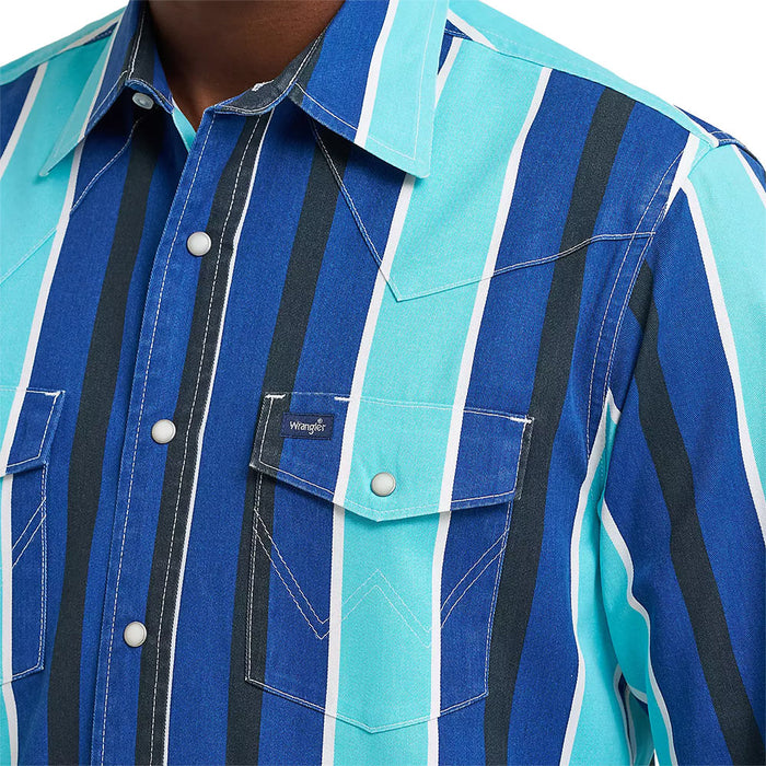 Wrangler Men's Blue Striped Vintage Shirt