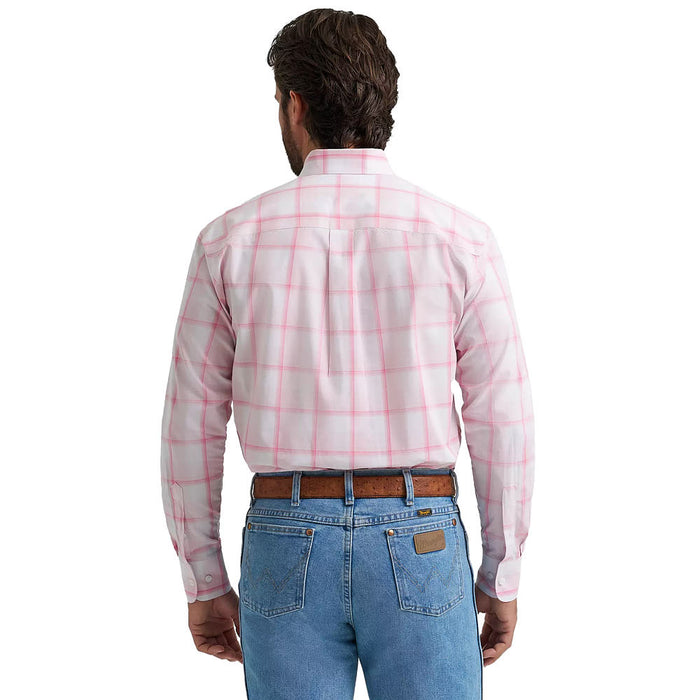 Wrangler Men's Bucking Cancer Plaid Pink Shirt