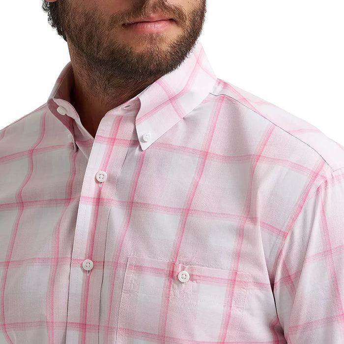 Wrangler Men's Bucking Cancer Plaid Pink Shirt