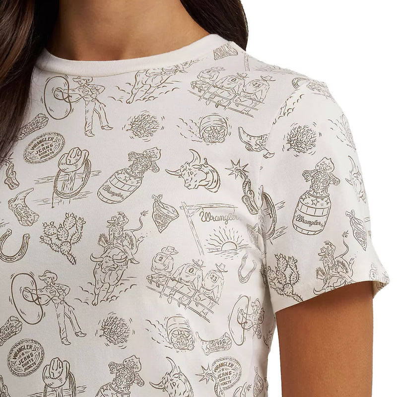 Wrangler Women's Cream Western Print Tee Shirt
