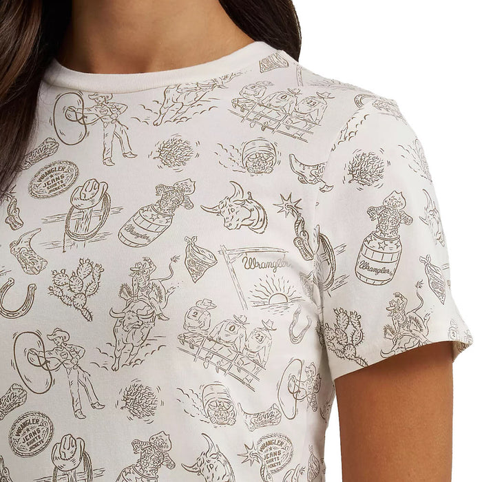 Wrangler Women's Cream Western Print Tee Shirt